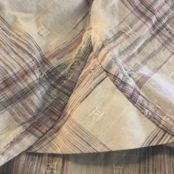 William Rast Lavender Plaid on White Soft Popover Button Down Long Sleeve Top - Picture 9 of 9